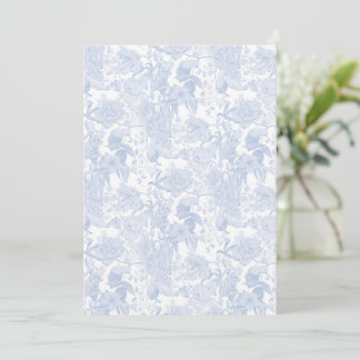 Viktoriansk Blommigt Toile in Wedgewood Blue on Wh Inbjudningar