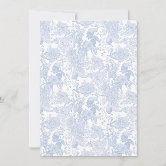 Viktoriansk Blommigt Toile in Wedgewood Blue Spara Datumet (Framsida)