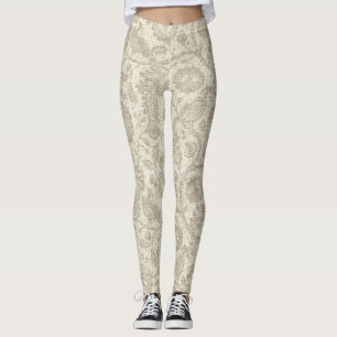 Viktoriansk Blommigt Vine Cascade stor utskrift i Leggings