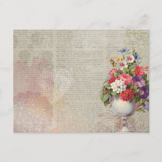 Viktoriansk Blommigt Vykort (Framsida)