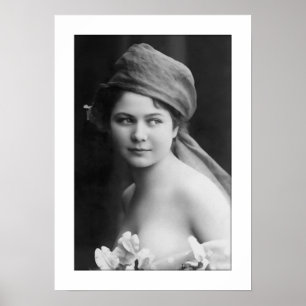 viktoriansk brud, svart och vit, blommor porträtt poster