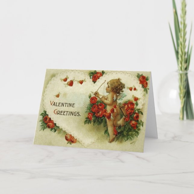 Viktoriansk Cupid & Ro Valentindagskort Helgkort (Framsida)