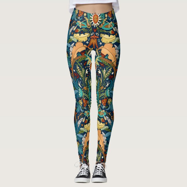 Viktoriansk damm midnatt leggings (Framsida)