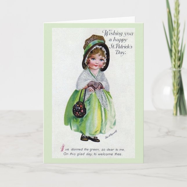 Viktoriansk donering av Grönt St. Patrick-Day Card Kort (Framsida)
