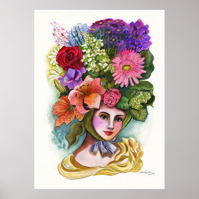Viktoriansk färgsmålning för färgen Flower Dam Poster (Framsidan)