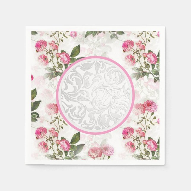 Viktoriansk festservis Blommig pappersservett (Framsidan)