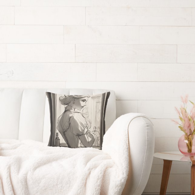Viktoriansk flicka kor i spegel dekorativ kudde (Soffa)