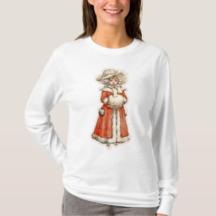 Viktoriansk flicka papper docka vintersöt vintag t shirt