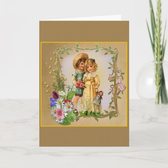 Viktoriansk förlovnings- eller bröllopskort meddelande (Framsida)