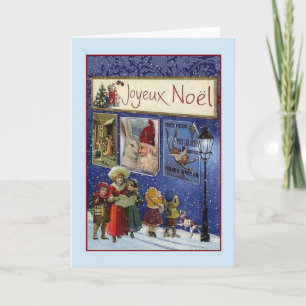 Viktoriansk Fransk Joyeux Noël-julkort Helgkort