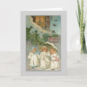 Viktoriansk Fransk Joyeux Noël-julkort Helgkort
