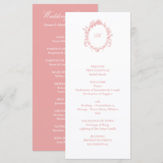 Viktoriansk fransk rosa toile bröllop program