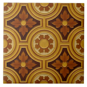 Viktoriansk gotisk Stil Majolica Tile Repro Kakelplatta