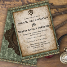 Viktoriansk Grönt Steampunk bröllopsinbjudan