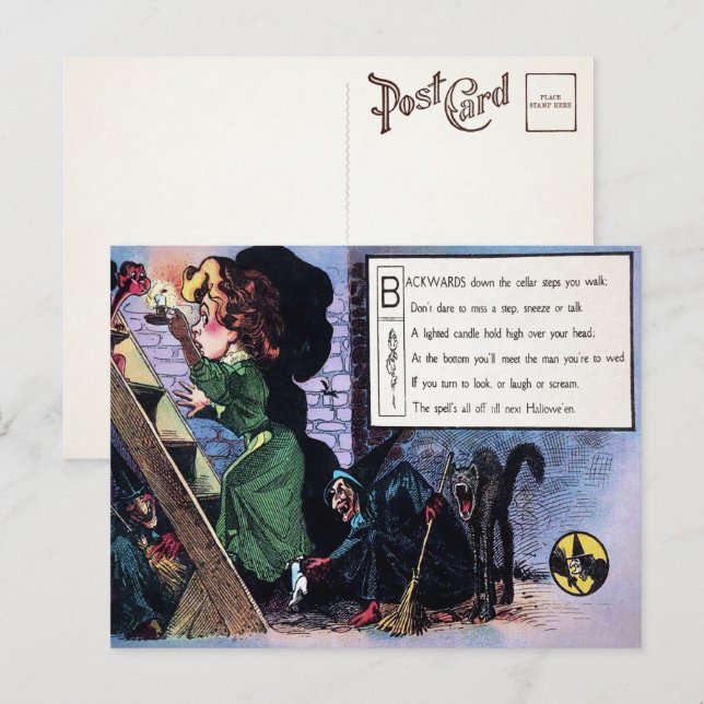 Viktoriansk Halloween-dikt 1 vykort (Fram/baksida)