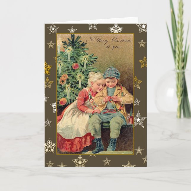 Viktoriansk illustration på julkort helgkort (Framsida)