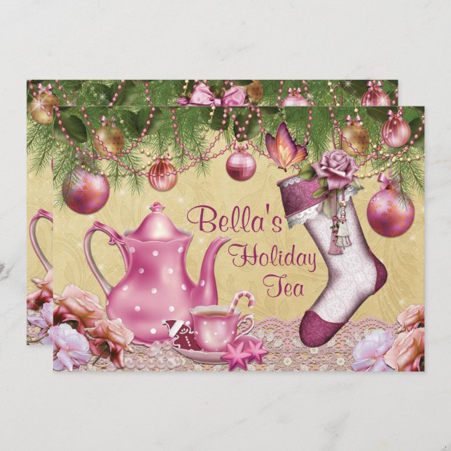 Viktoriansk inbjudan till Julfest till jul (Fram/baksida)