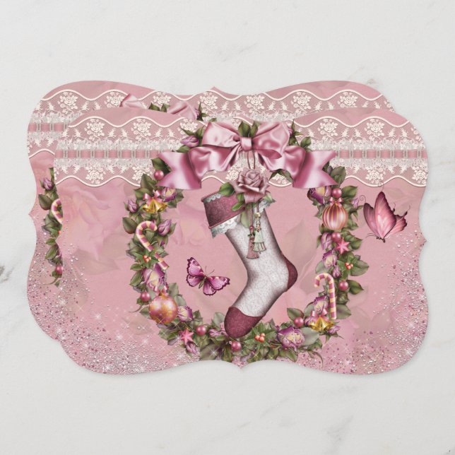 Viktoriansk inbjudan till Julfest till jul (Fram/baksida)