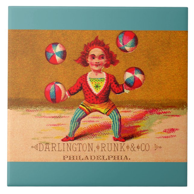 Viktoriansk juggler Darlington, Runk & Co Kakelplatta (Framsidan)