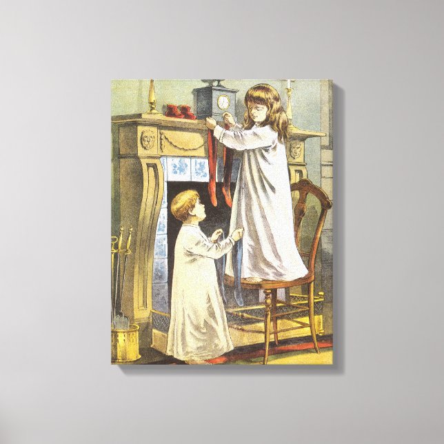 Viktoriansk jul, Barns julklappar Canvastryck (Framsida)