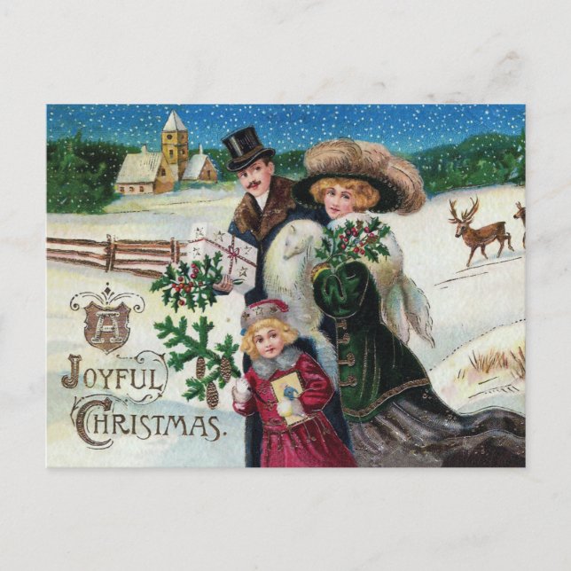 Viktoriansk jul i retrostil vykort (Framsida)