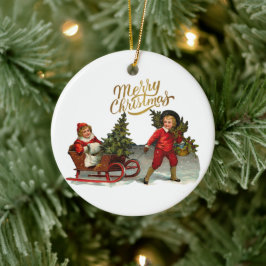 Viktoriansk jul julgransprydnad keramik