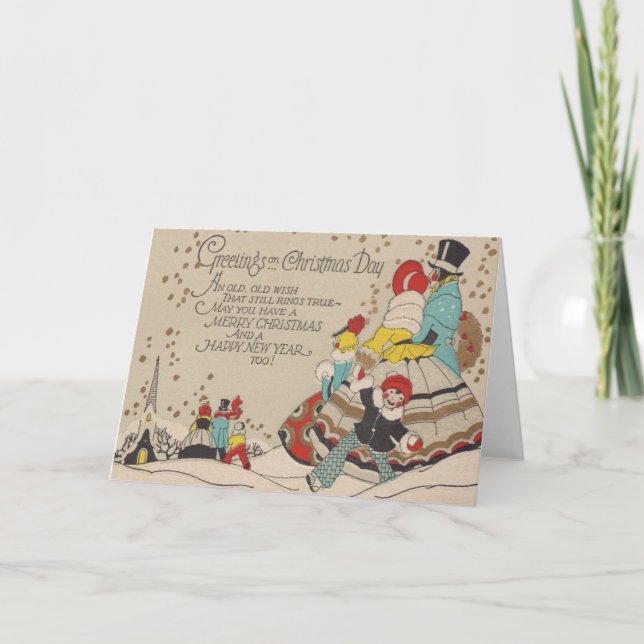 Viktoriansk jul- och nyårskort helgkort (Framsida)