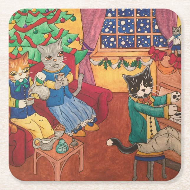 Viktoriansk jul underlägg papper kvadrat (Framsidan)