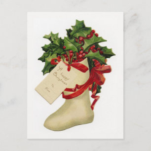 Viktoriansk julklapp och Holly Postcard Helg Vykort