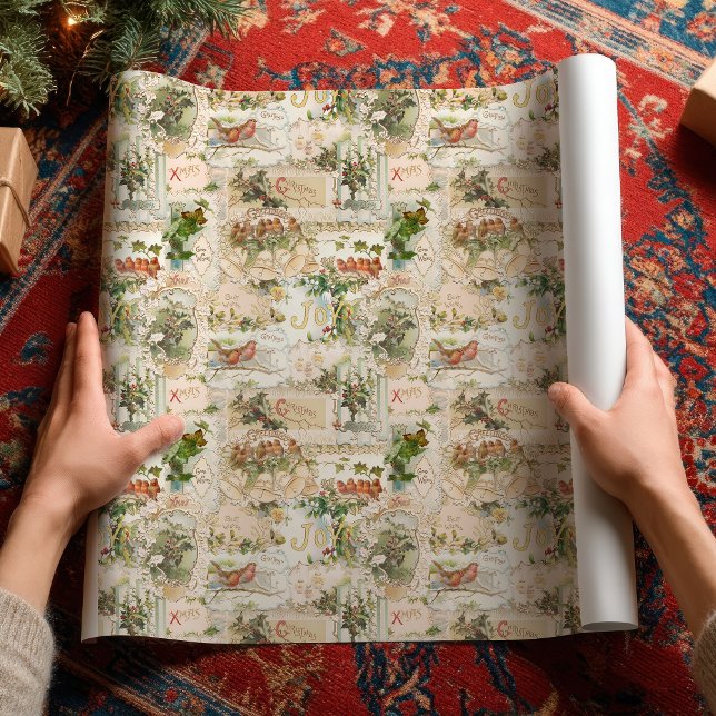 Viktoriansk julkortskollage presentpapper (Skapare uppladdad)