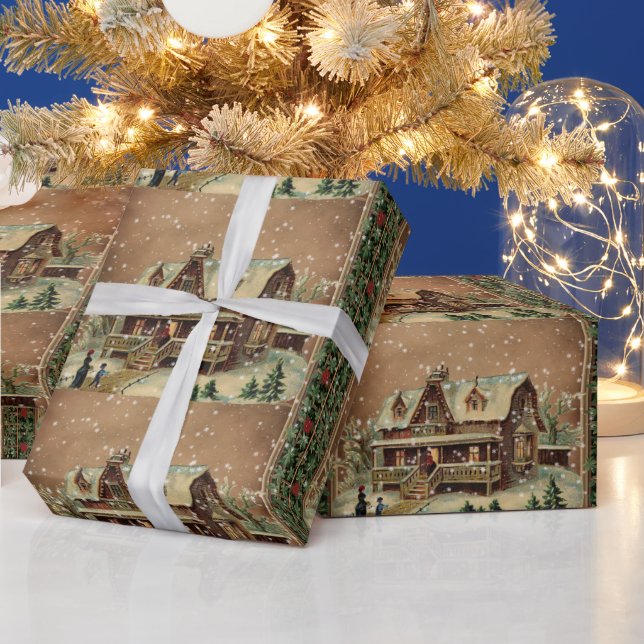 Viktoriansk julstuga i Winter Illustration Presentpapper (Helgdagar)