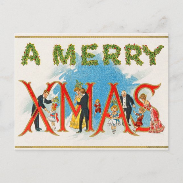 Viktoriansk julvykort helg vykort (Framsida)