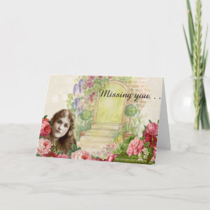 Viktoriansk kål Ro Woman Blommigt Card Kort