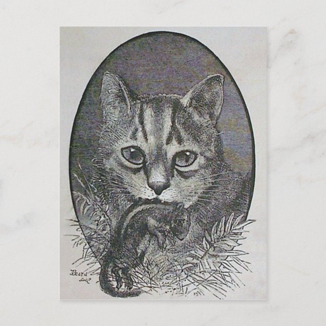 Viktoriansk katt med Chipmunk julvykort Helg Vykort (Framsida)