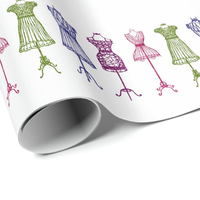 Viktoriansk klänning från vintage syande sömmerska presentpapper (Rullad Hörn)