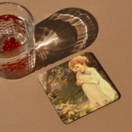 Viktoriansk kutin med fåglar underlägg papper kvadrat