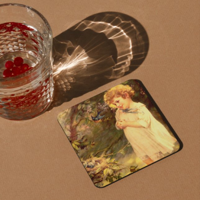 Viktoriansk kutin med fåglar underlägg papper kvadrat (Skapare uppladdad)