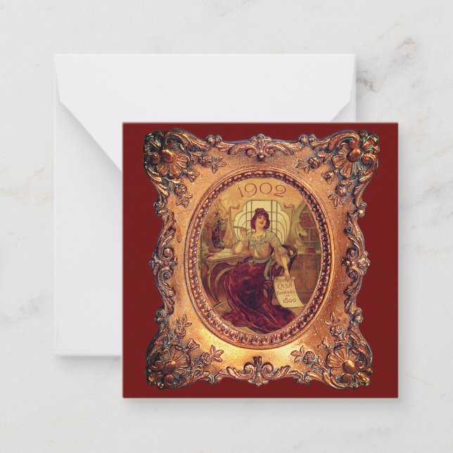 Viktoriansk kvinna i elegant Victorian ram Anteckningskort (Framsida)