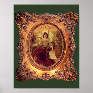 Viktoriansk kvinna i elegant Victorian ram Poster