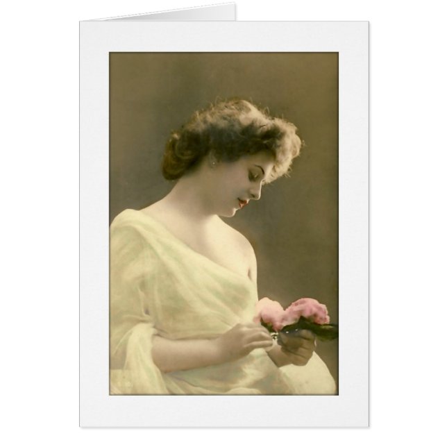 Viktoriansk kvinna retrospektiv romantisk hälsningskort (Framsidan)