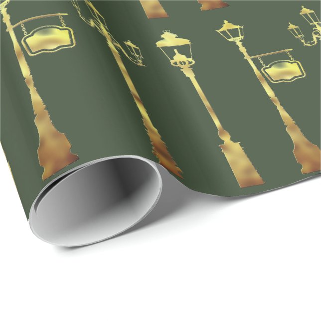 Viktoriansk lampa efter grönt presentpapper (Rullad Hörn)