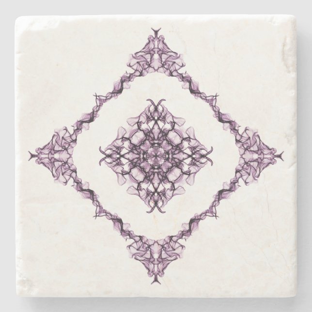 Viktoriansk Lila Fractal Diamond Design Underlägg Sten (Framsidan)