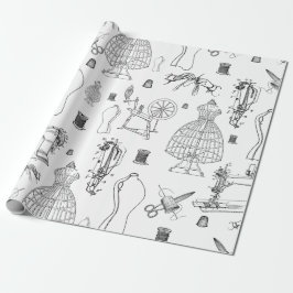 Viktoriansk mannequin-antik sytnos maskin-toile presentpapper