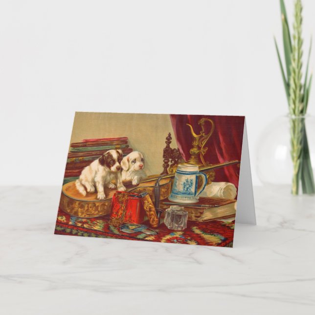 Viktoriansk marionett hundar och saker kort (Framsida)