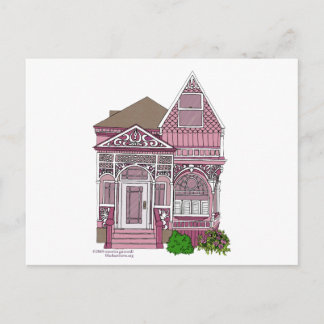 Viktoriansk "Painted Lady" - rosa Vykort