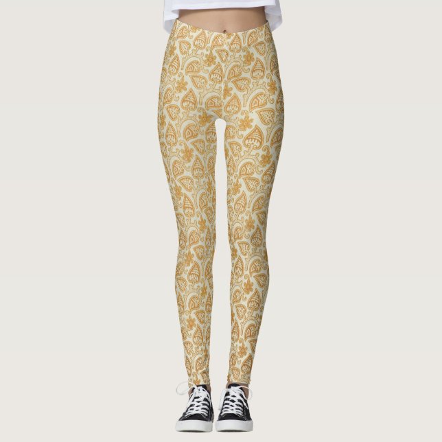 Viktoriansk Paisley-bladmönster Leggings (Framsida)