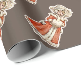 Viktoriansk papper dockvinter jackar handduff presentpapper