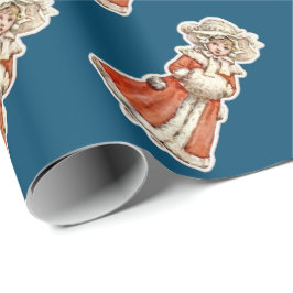 Viktoriansk papper dockvinter jackar handduff presentpapper