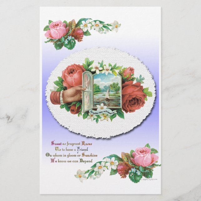 Viktoriansk Ro Blommigt Scrapbook Papper (Framsida)