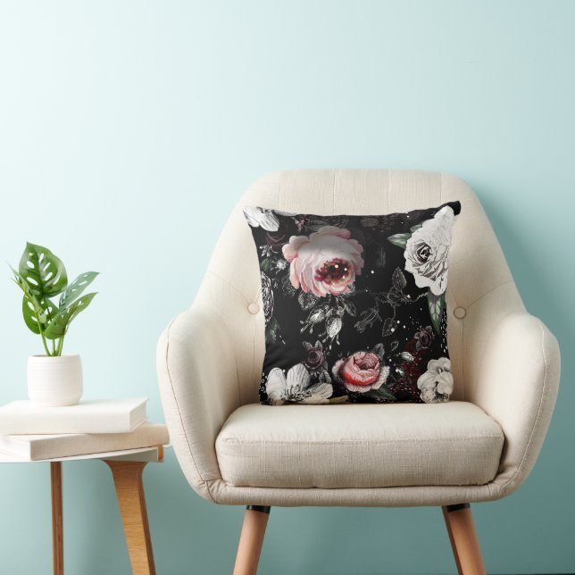 Viktoriansk ros djärva färgglada blommor kudde (Stol)